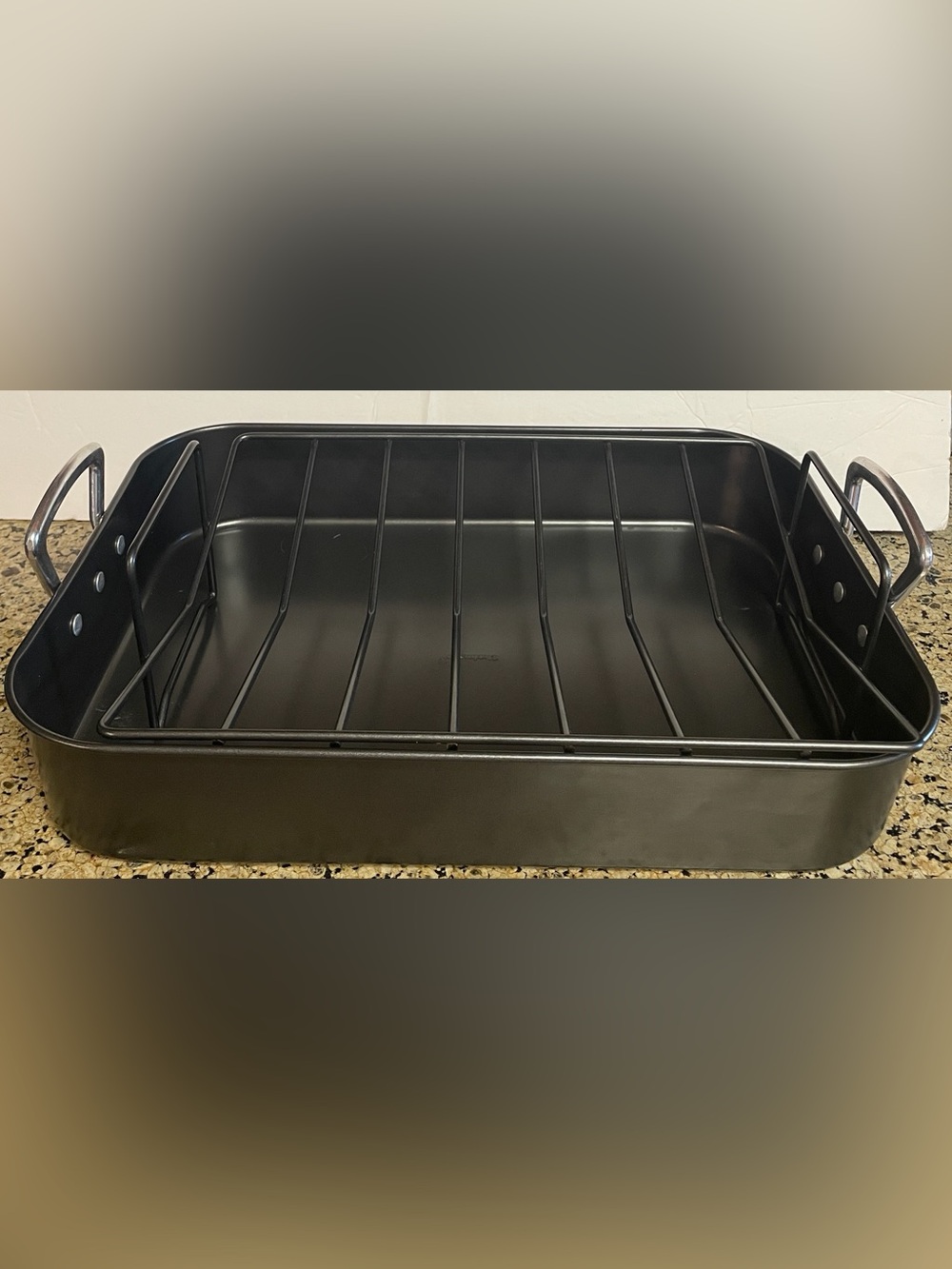 Chefmate Heavyweight Nonstick Roaster & Rack Carbon Steel with Handles